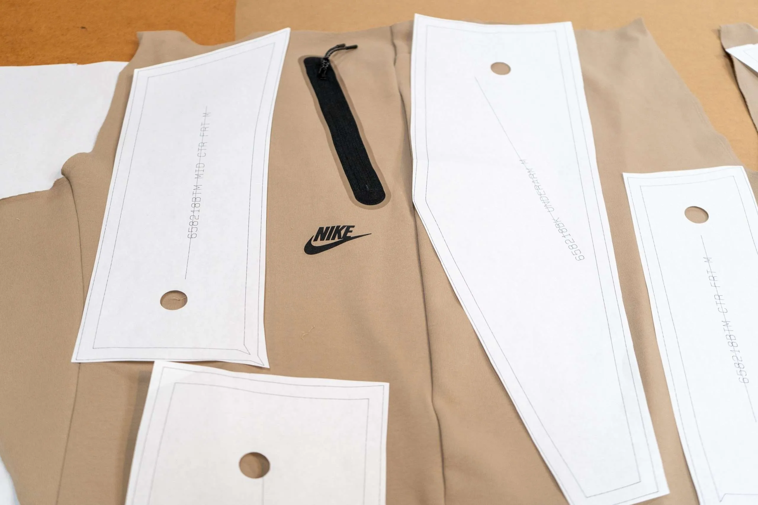 Precision cut and sew assembly for Nike upcycling project